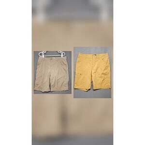 2 Pair Marmot Shorts Men 34 Beige Tan 10" Inseam Performance Hiking Camping FLAW
